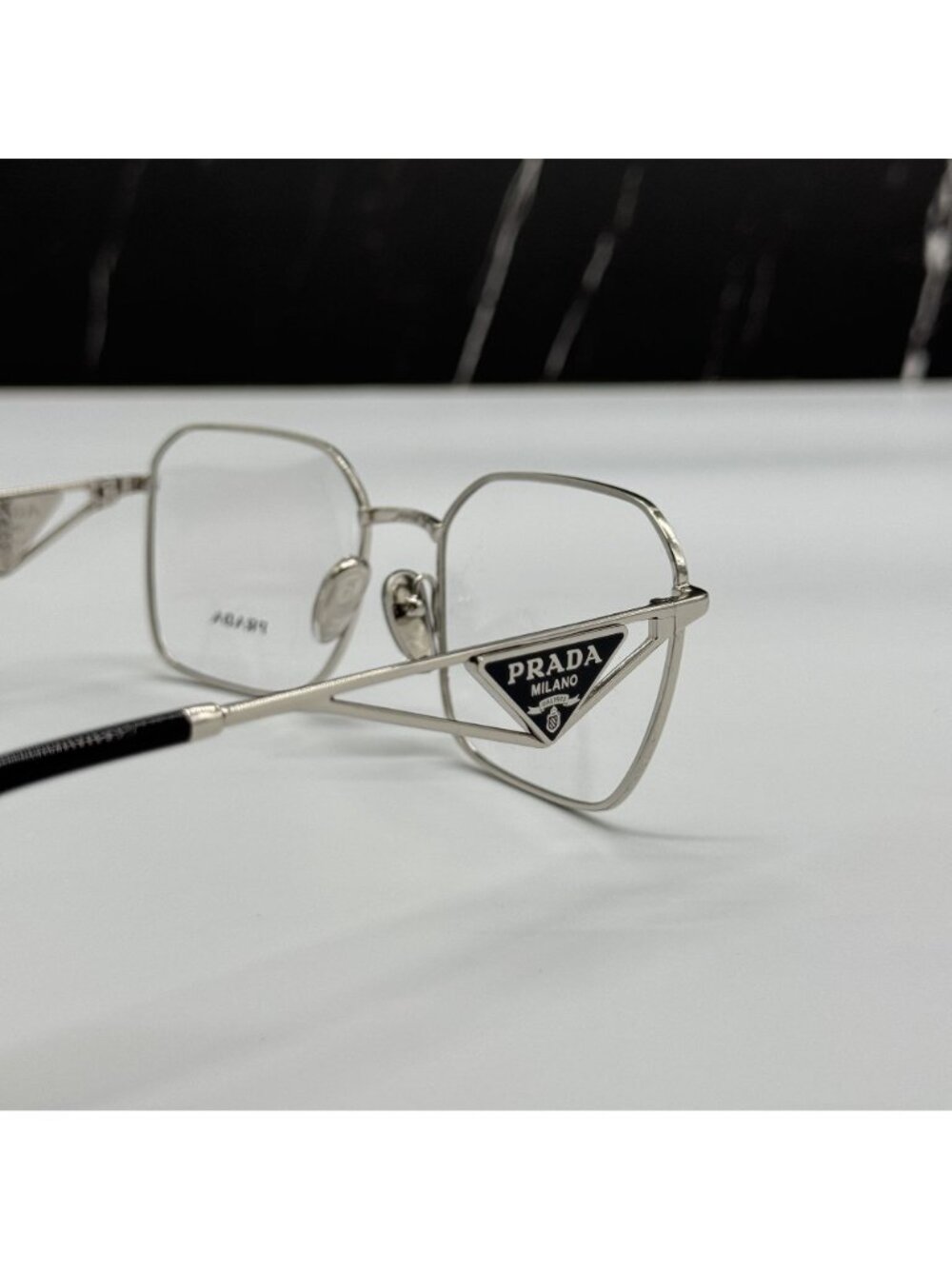 Prada PRA51V 1BC1O1 Women Silver Square Eyeglasses Authentic NEW - Picture 8 of 11